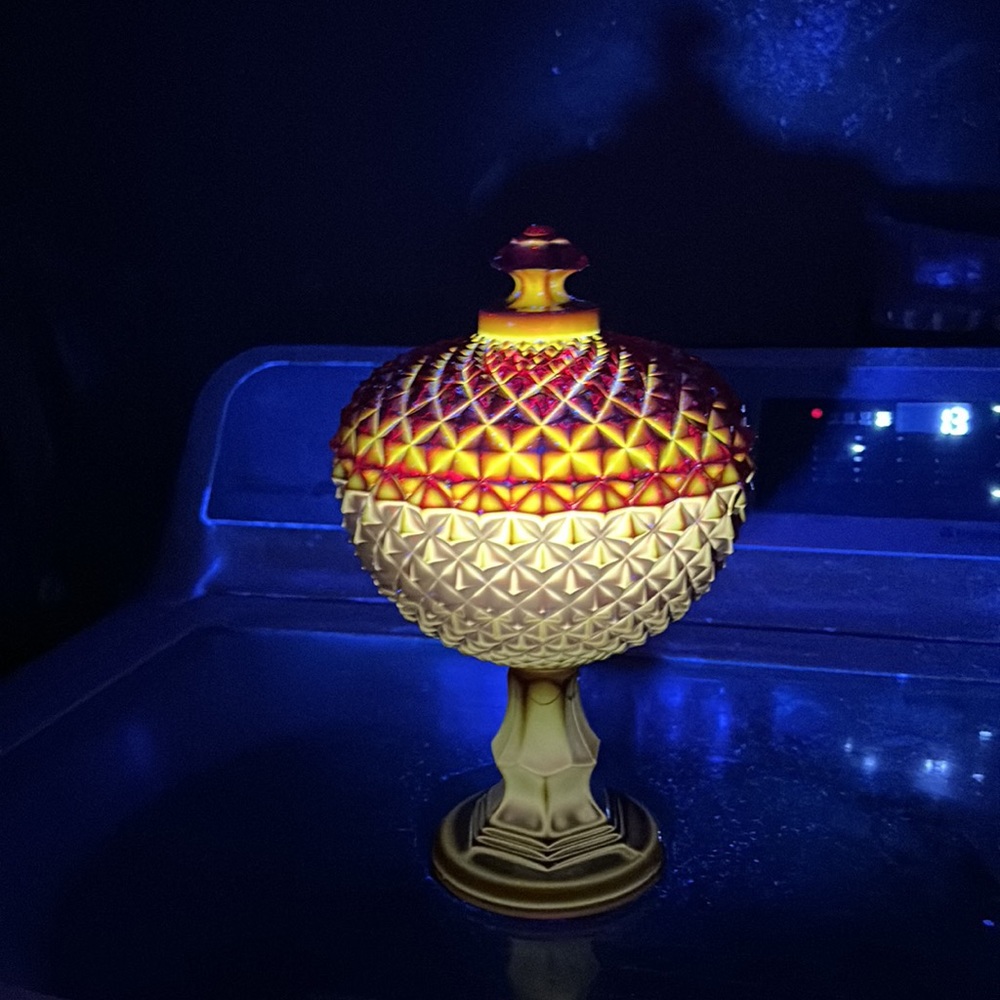Vintage Westmoreland Ruby Red Glass Sawtooth Pattern Covered Compote GLOWS - Picture 11 of 14